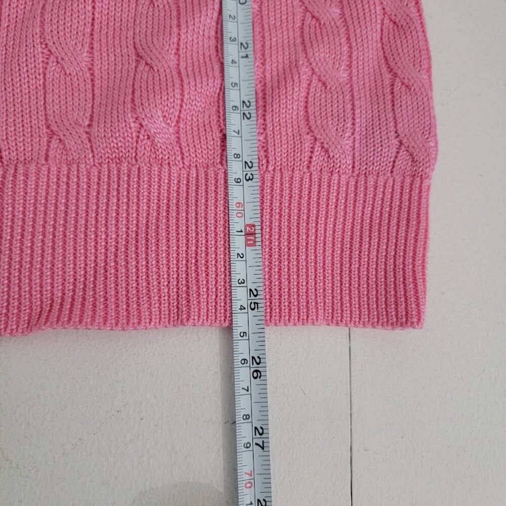Lauren Ralph Lauren Womens Pink Cable Knit Sweater XL Boat Neck Stretch Preppy - Picture 6 of 9
